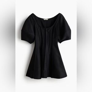 NWT H&M Black Mini Dress with Scoop Neck and Puff Sleeves